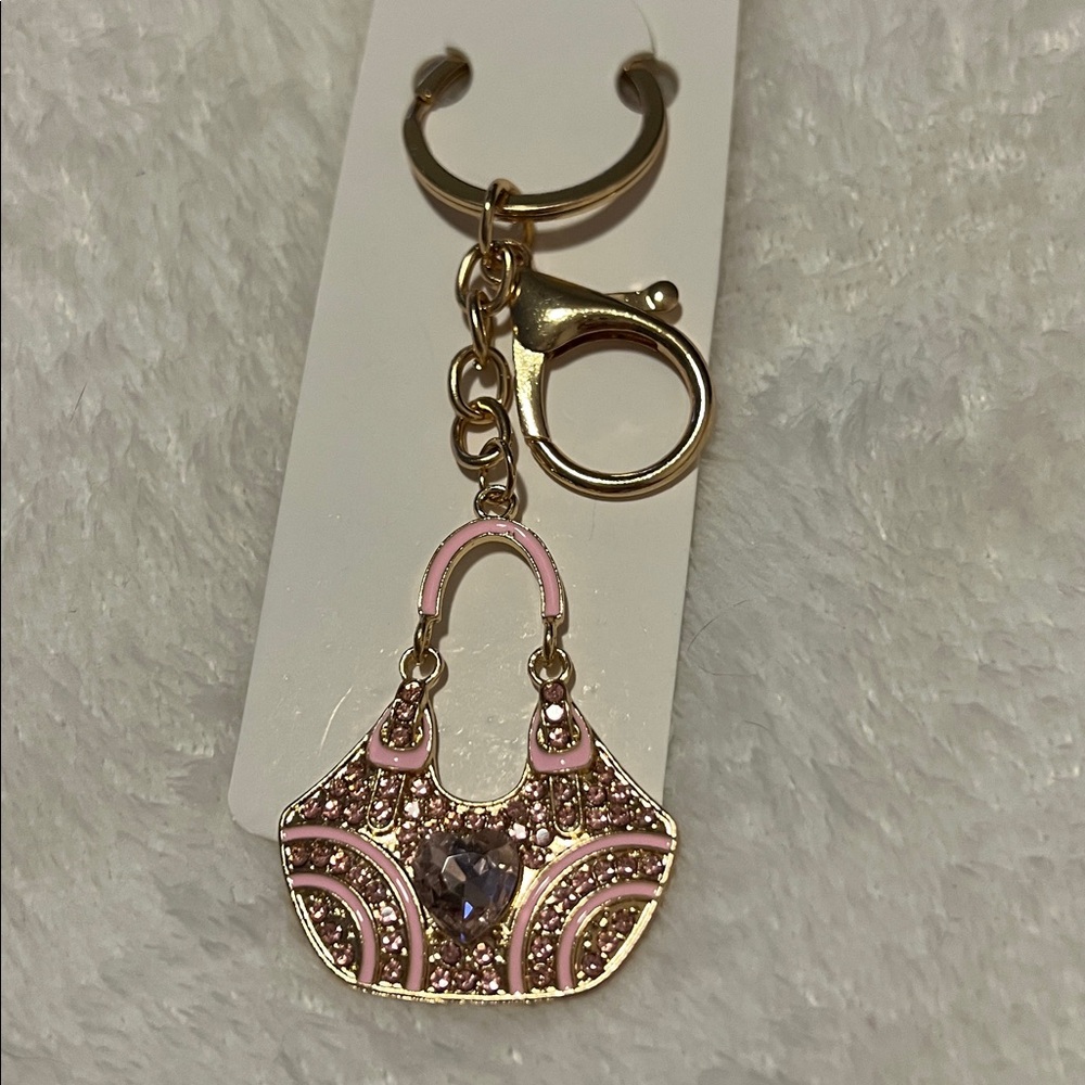 Pink and Gold Handbag Keychain - Picture 4 of 4